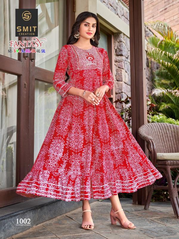 Smit Fantasy Fancy Rayon Anarkali Kurti Collection